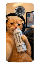 Gamer Cat Energy Moto E5 Plus Hard Case Back Cover by Casekaro