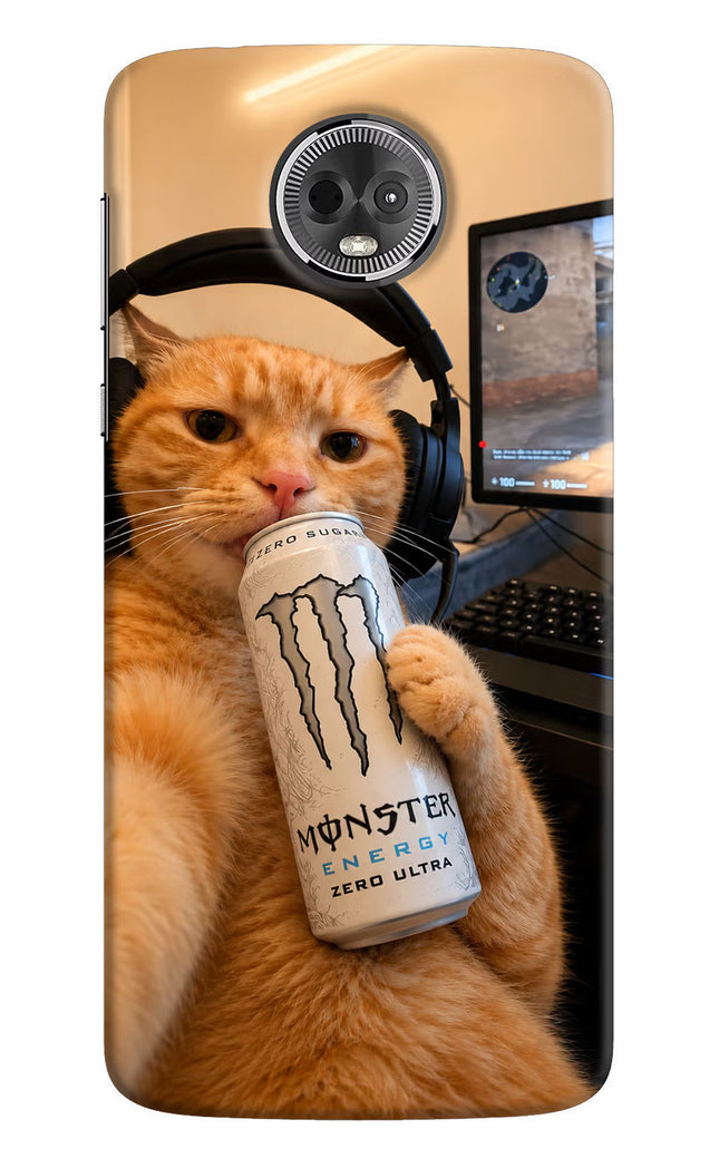 Gamer Cat Energy Moto E5 Plus Hard Case Back Cover by Casekaro
