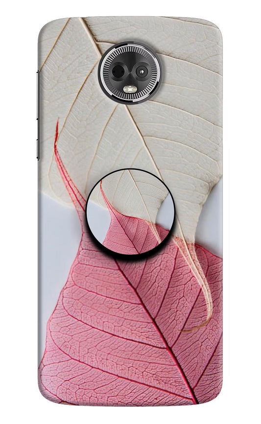 White Pink Leaf Moto E5 Plus Pop Case by Casekaro