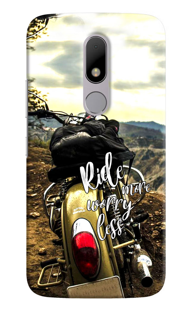 Ride More Worry Less Moto M Hard Case Back Cover by Casekaro