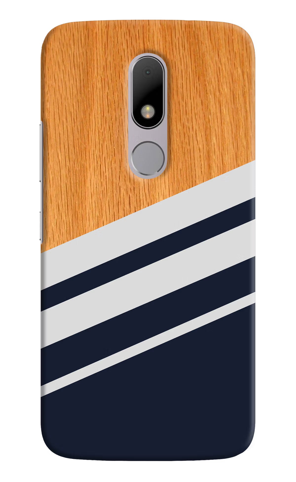 Blue and white wooden Moto M Hard Case Back Cover by Casekaro