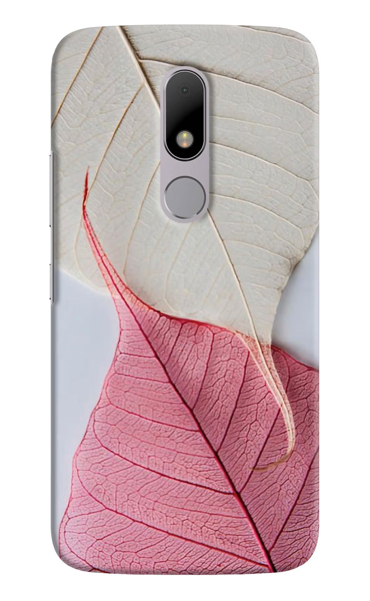 White Pink Leaf Moto M Hard Case Back Cover by Casekaro