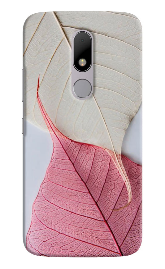 White Pink Leaf Moto M Hard Case Back Cover by Casekaro