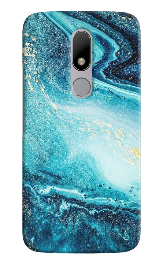 Blue Glitter Marble Moto M Hard Case Back Cover by Casekaro