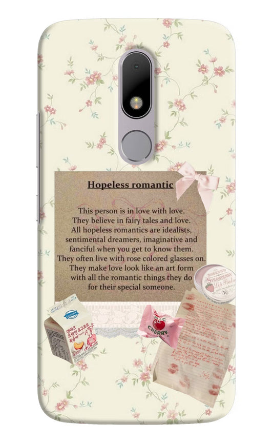 Hopeless Romantic Moto M Hard Case Back Cover by Casekaro