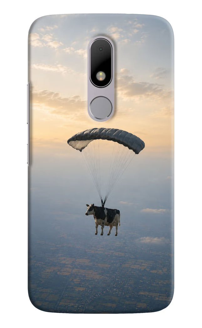 Skydiving Cow Moto M Hard Case Back Cover by Casekaro