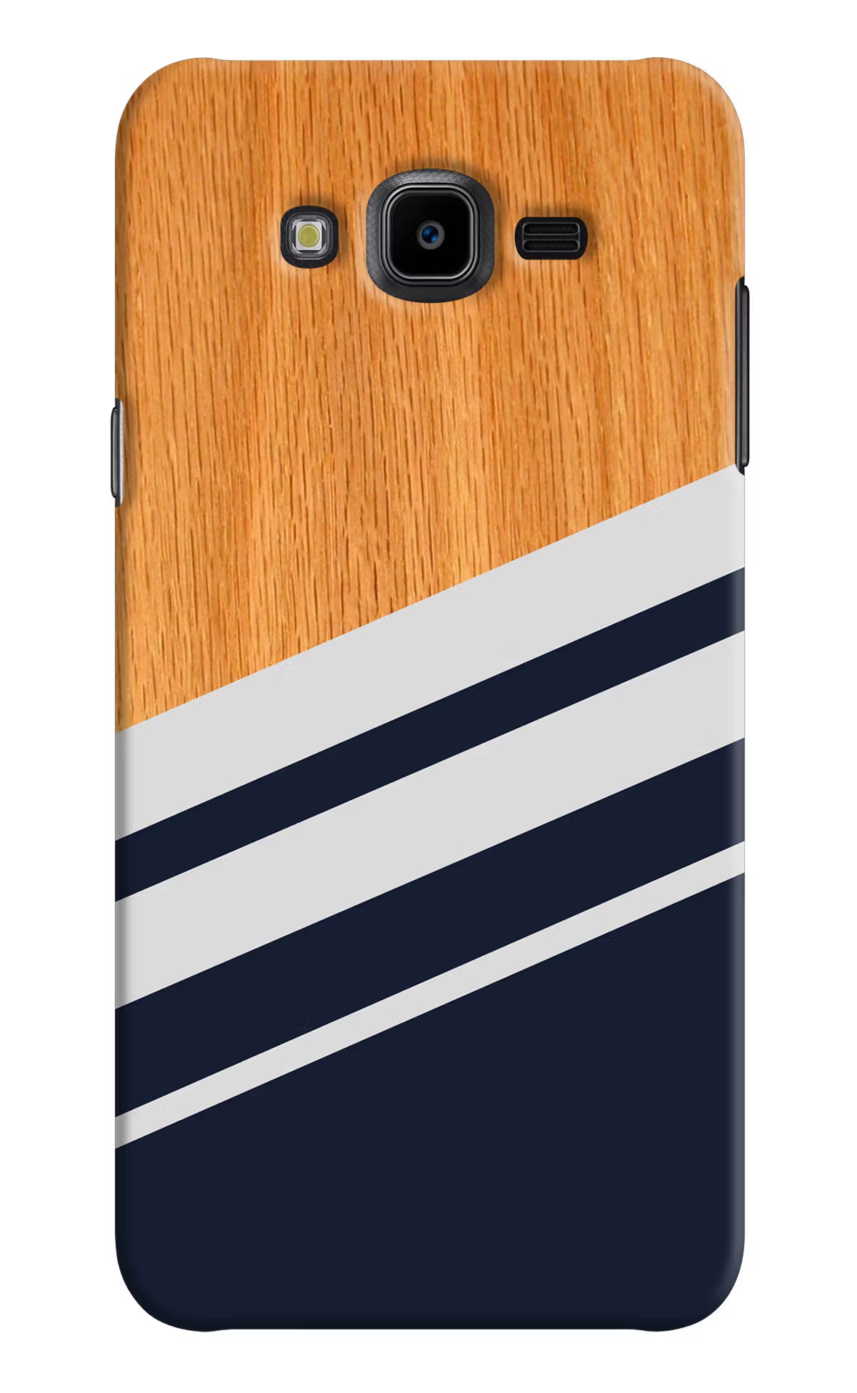 Blue and white wooden Samsung J7 Nxt Hard Case Back Cover by Casekaro