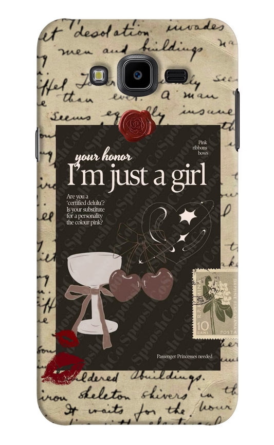 I am just a girl Samsung J7 Nxt Hard Case Back Cover by Casekaro