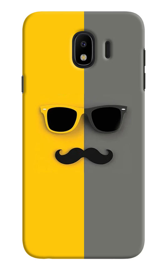 Sunglasses with Mustache Samsung J4 Hard Case Back Cover by Casekaro