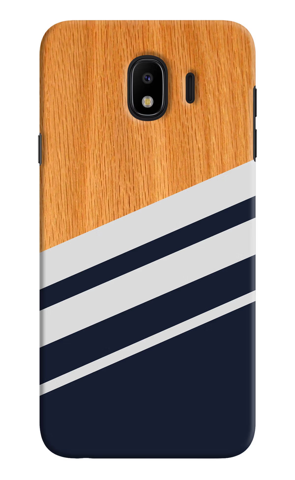 Blue and white wooden Samsung J4 Hard Case Back Cover by Casekaro