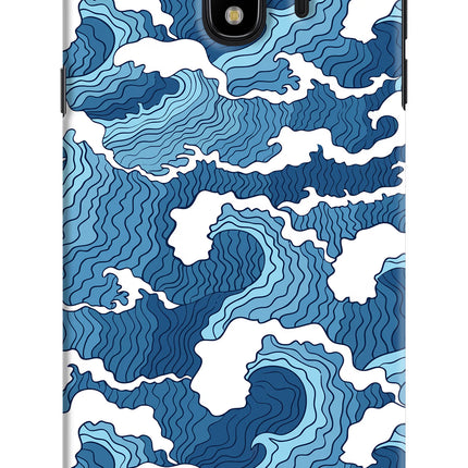 Blue Waves Samsung J4 Hard Case Back Cover by Casekaro