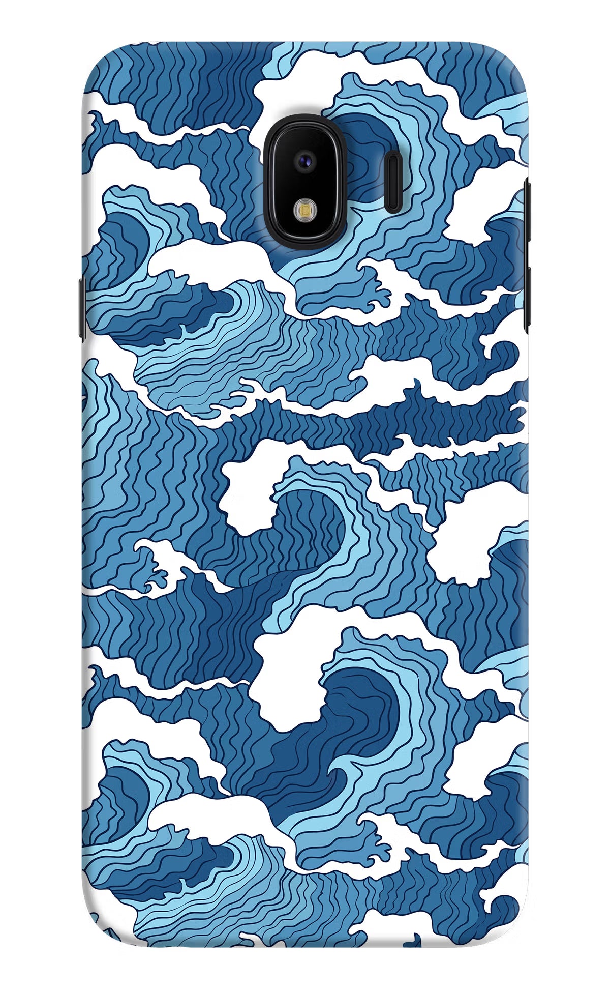 Blue Waves Samsung J4 Hard Case Back Cover by Casekaro