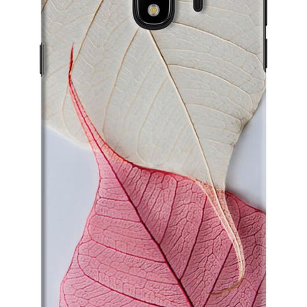 White Pink Leaf Samsung J4 Hard Case Back Cover by Casekaro