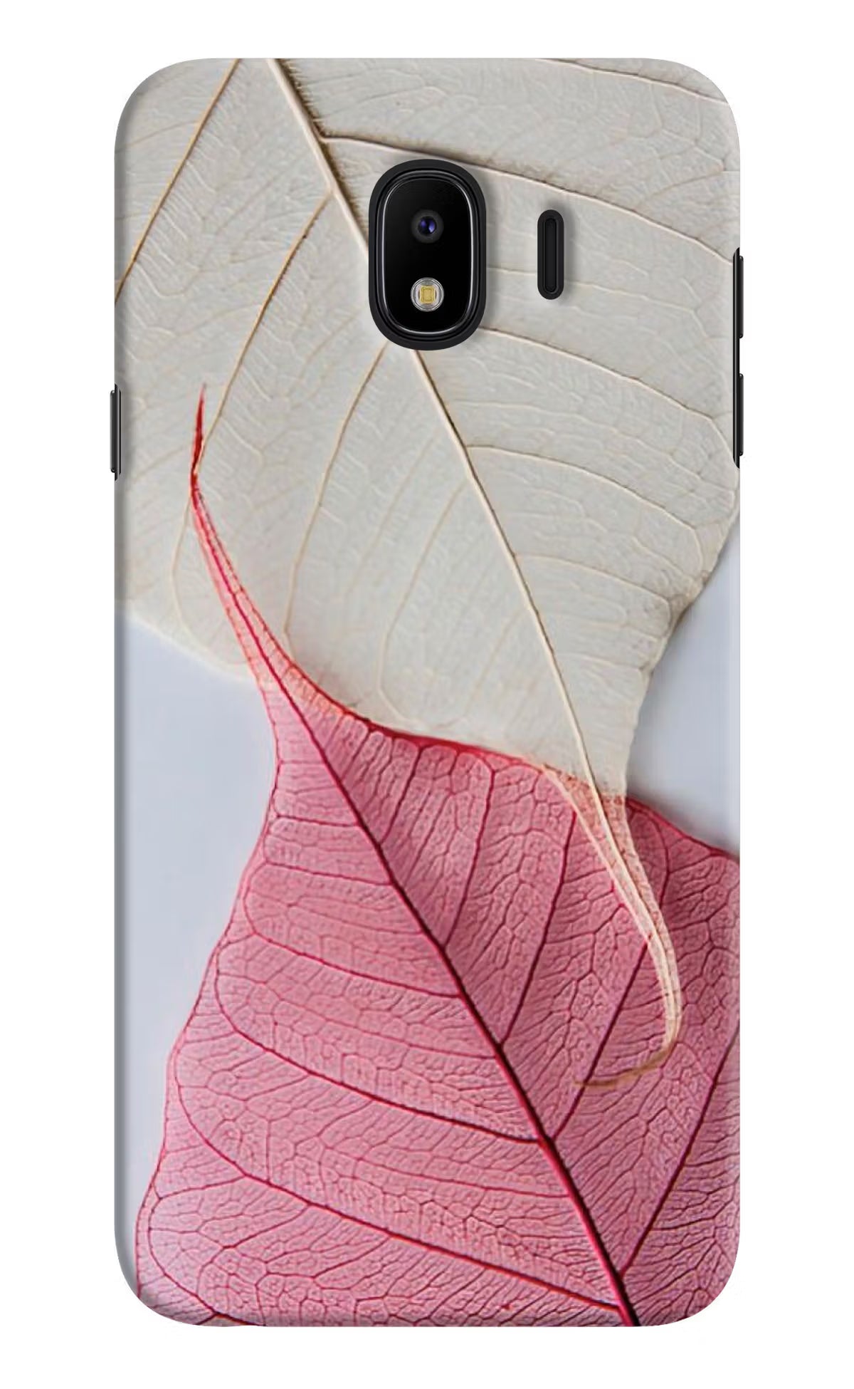 White Pink Leaf Samsung J4 Hard Case Back Cover by Casekaro