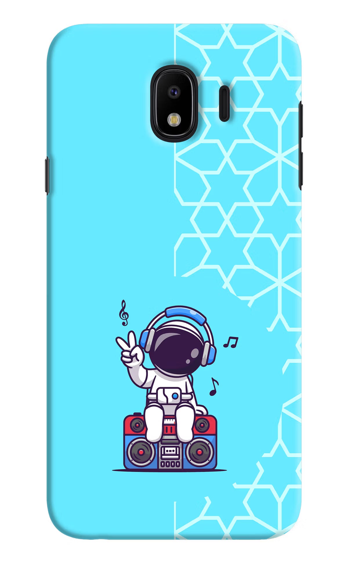 Cute Astronaut Chilling Samsung J4 Hard Case Back Cover by Casekaro