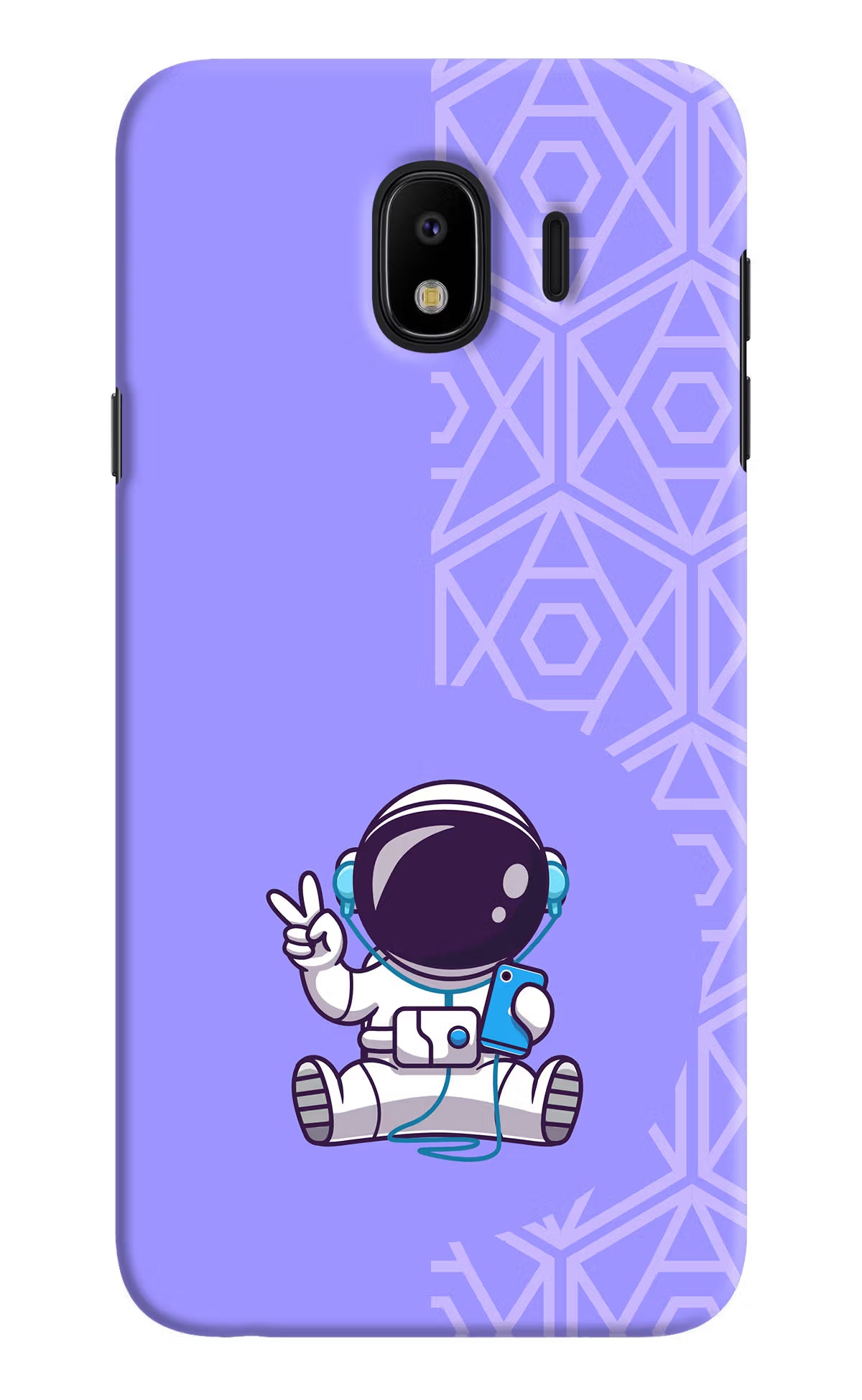 Cute Astronaut Chilling Samsung J4 Hard Case Back Cover by Casekaro
