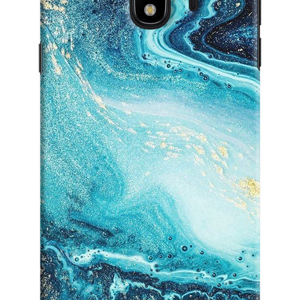 Blue Glitter Marble Samsung J4 Hard Case Back Cover by Casekaro