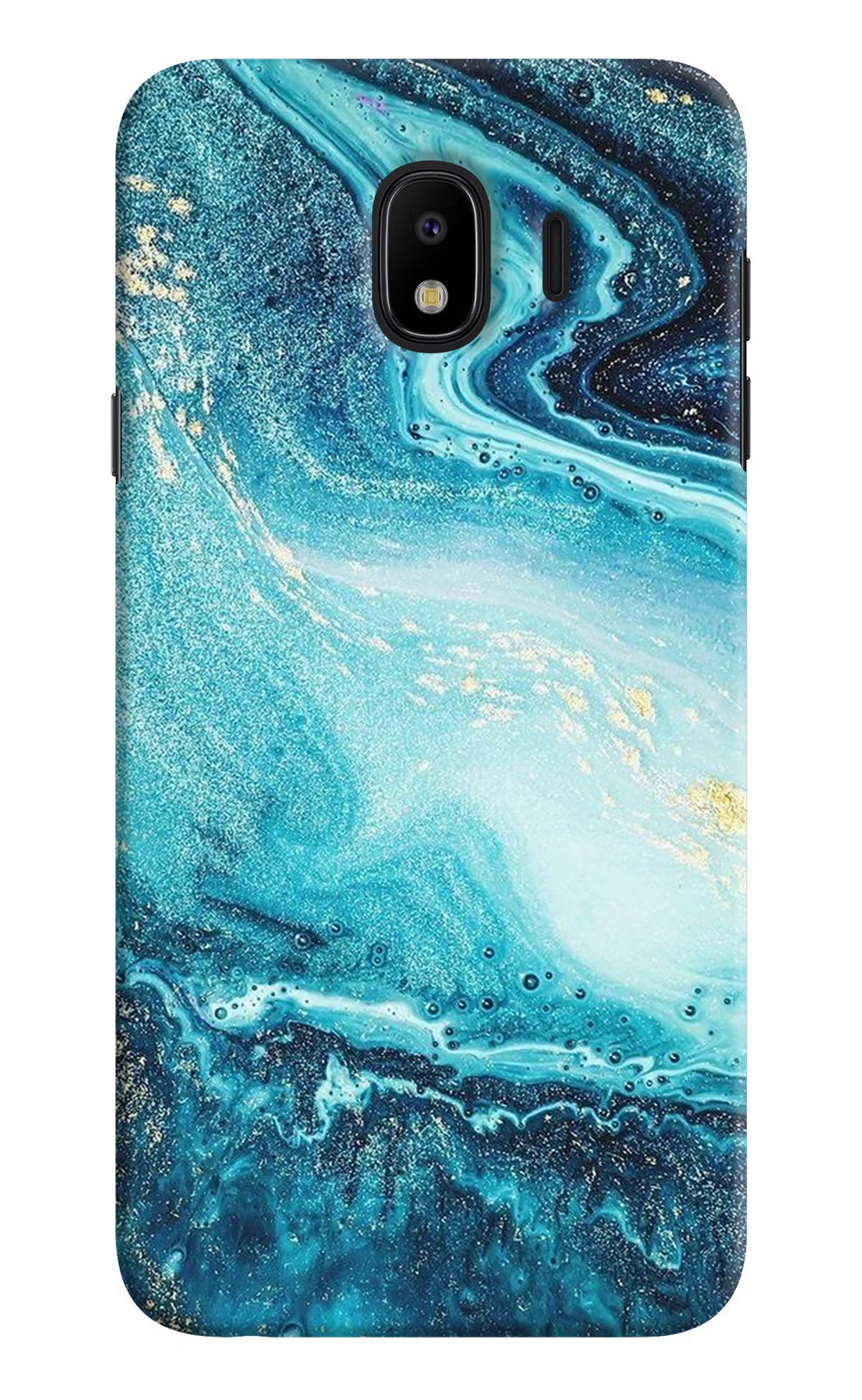Blue Glitter Marble Samsung J4 Hard Case Back Cover by Casekaro