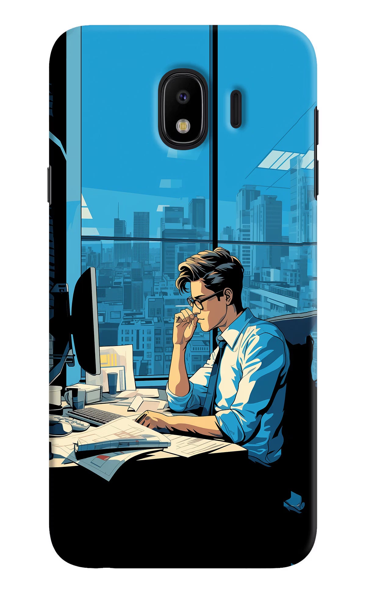 Focused Hustler (AI Generated) Samsung J4 Hard Case Back Cover by Casekaro