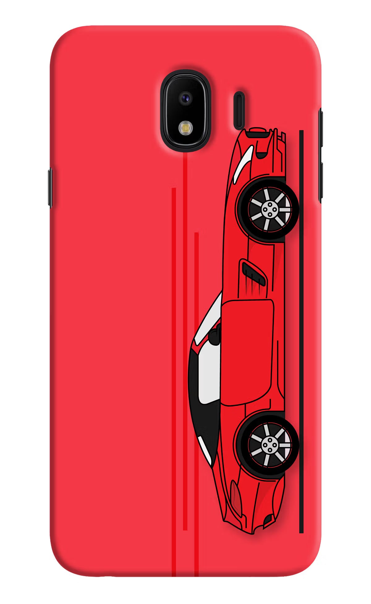 Red Velocity Samsung J4 Hard Case Back Cover by Casekaro