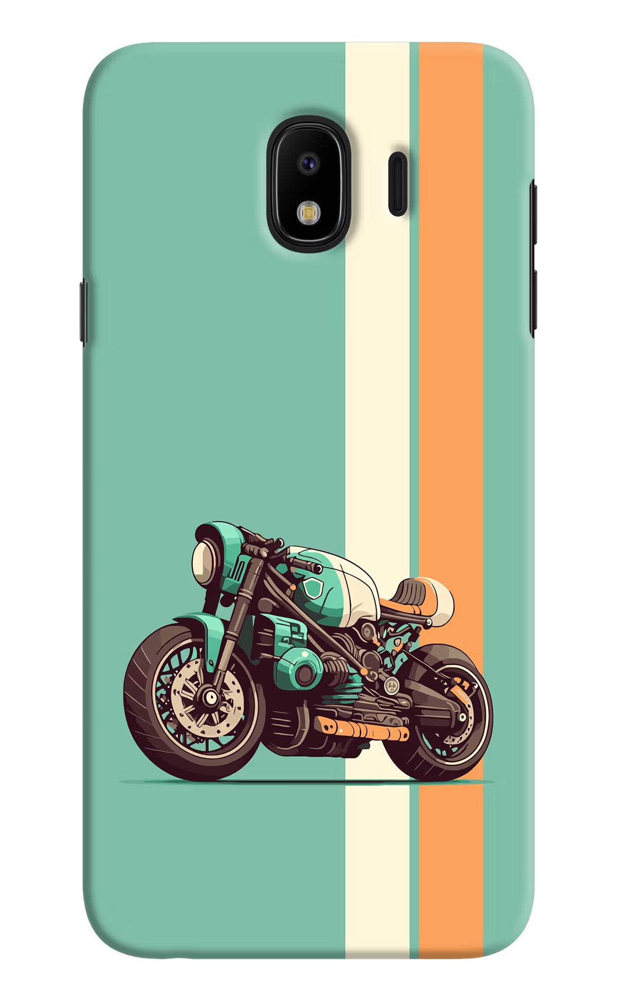 Striped Moto Drift Samsung J4 Hard Case Back Cover by Casekaro