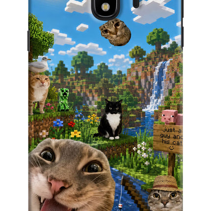 Minecraft Cat Chaos Samsung J4 Hard Case Back Cover by Casekaro