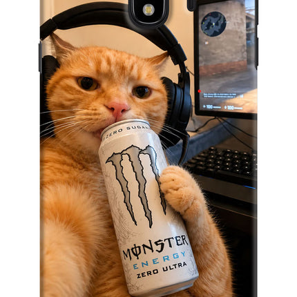 Gamer Cat Energy Samsung J4 Hard Case Back Cover by Casekaro