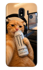 Gamer Cat Energy Samsung J4 Hard Case Back Cover by Casekaro