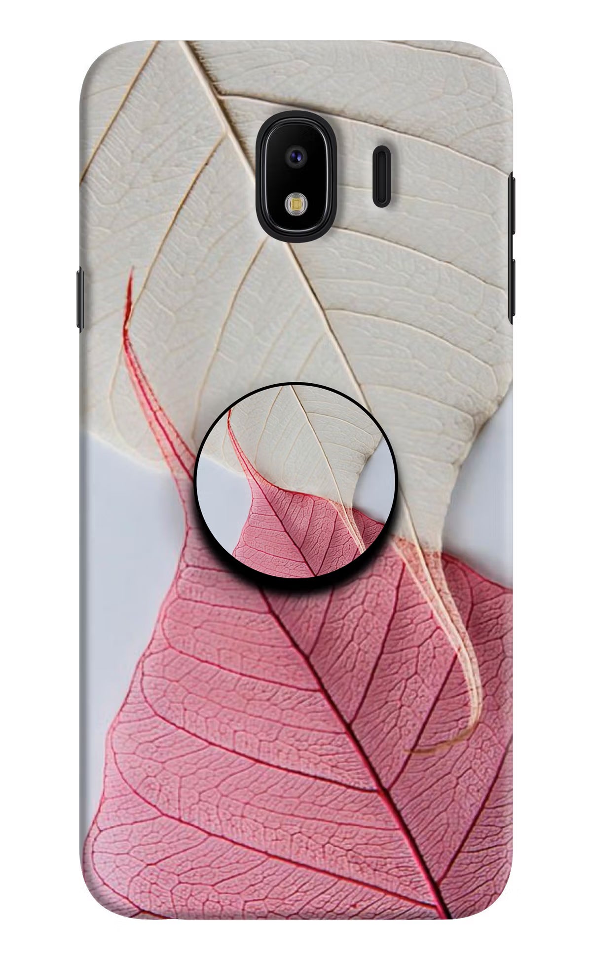 White Pink Leaf Samsung J4 Pop Case by Casekaro