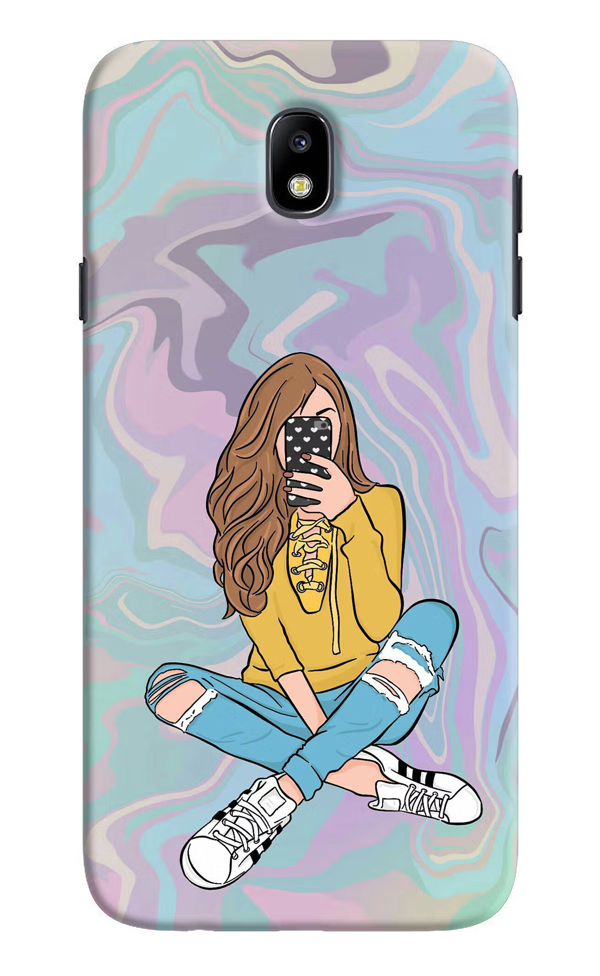 Selfie Girl Samsung J7 Pro Hard Case Back Cover by Casekaro