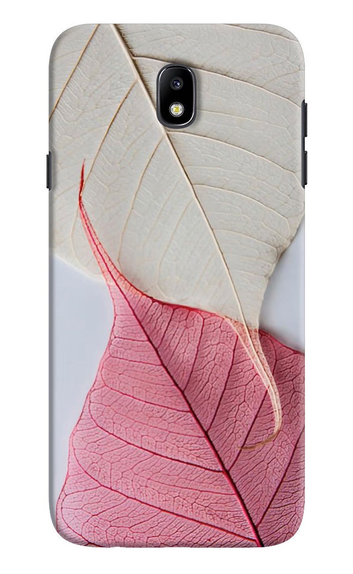 White Pink Leaf Samsung J7 Pro Hard Case Back Cover by Casekaro