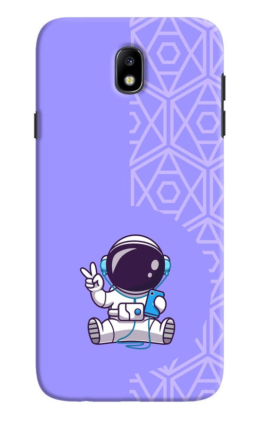 Cute Astronaut Chilling Samsung J7 Pro Hard Case Back Cover by Casekaro