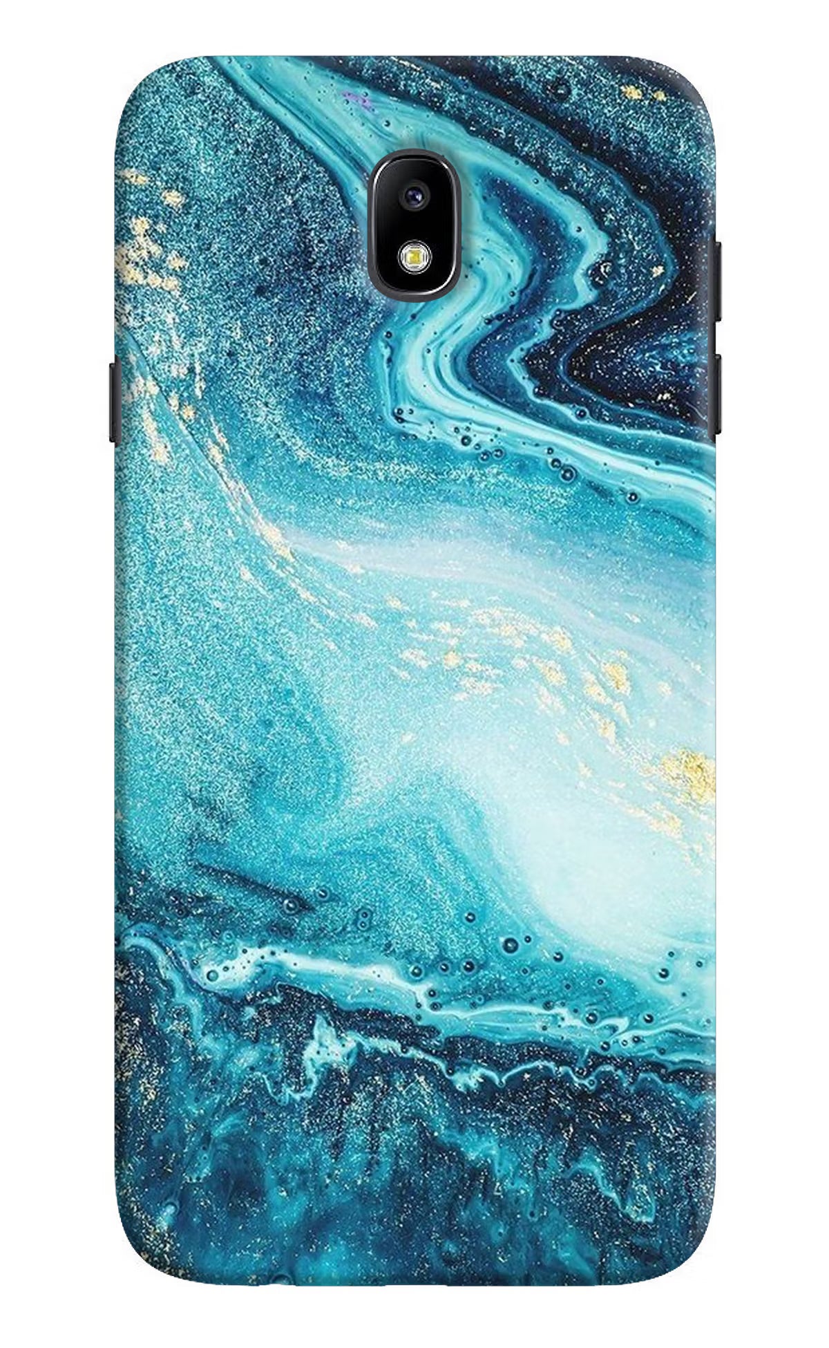 Blue Glitter Marble Samsung J7 Pro Hard Case Back Cover by Casekaro