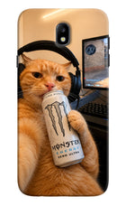 Gamer Cat Energy Samsung J7 Pro Hard Case Back Cover by Casekaro