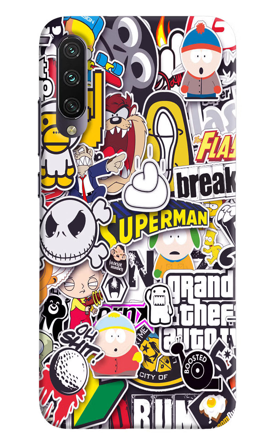 Sticker Bomb Mi A3 Back Cover, Hard case