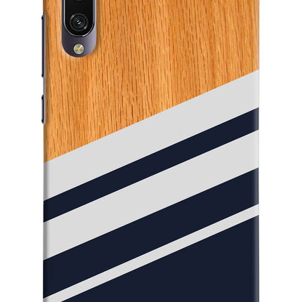 Blue and white wooden Mi A3 Hard Case Back Cover by Casekaro
