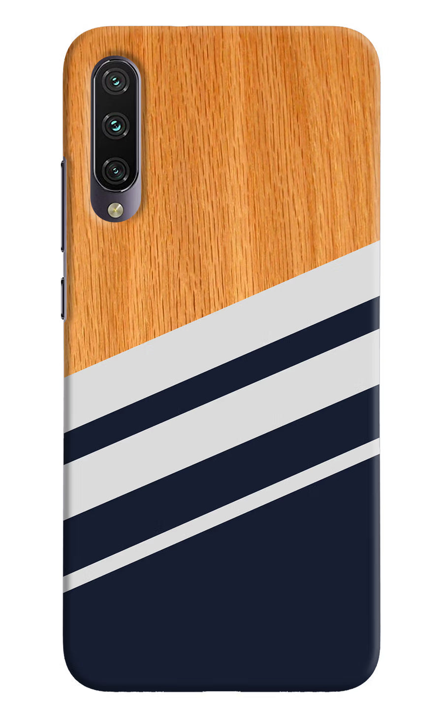 Blue and white wooden Mi A3 Back Cover, Hard case