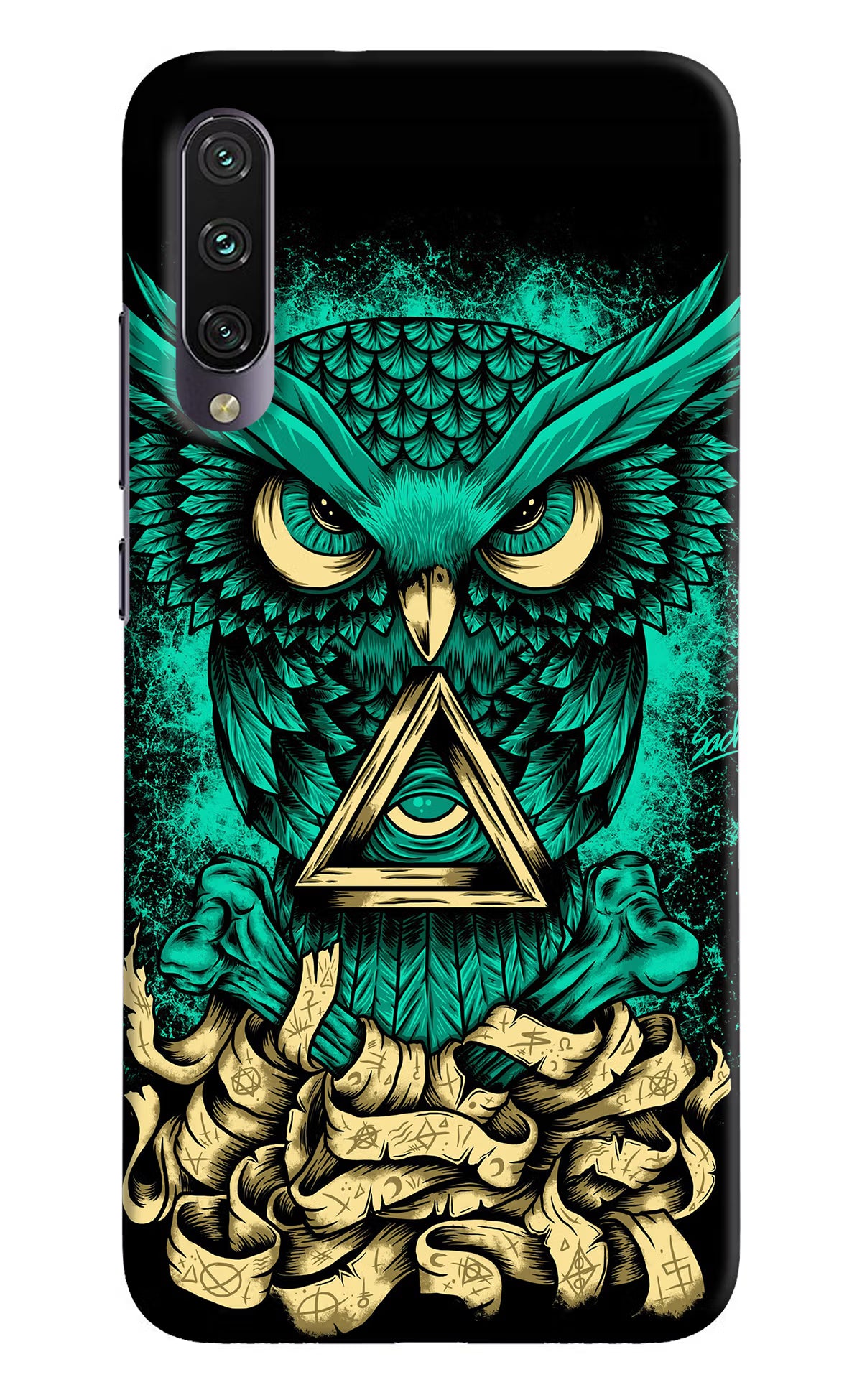 Green Owl Mi A3 Hard Case Back Cover by Casekaro