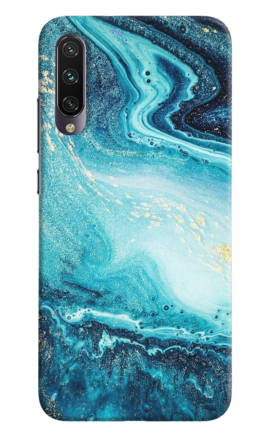 Blue Glitter Marble Mi A3 Back Cover, Hard case
