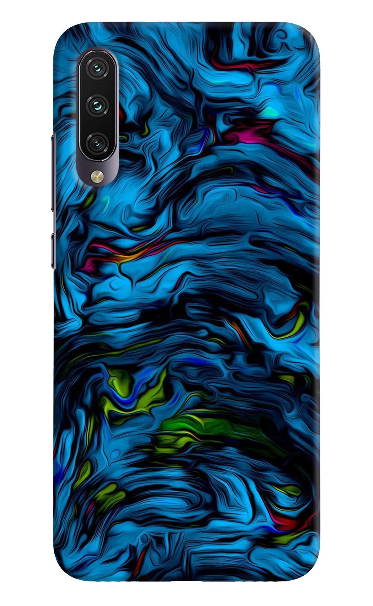 Dark Blue Abstract Mi A3 Hard Case Back Cover by Casekaro