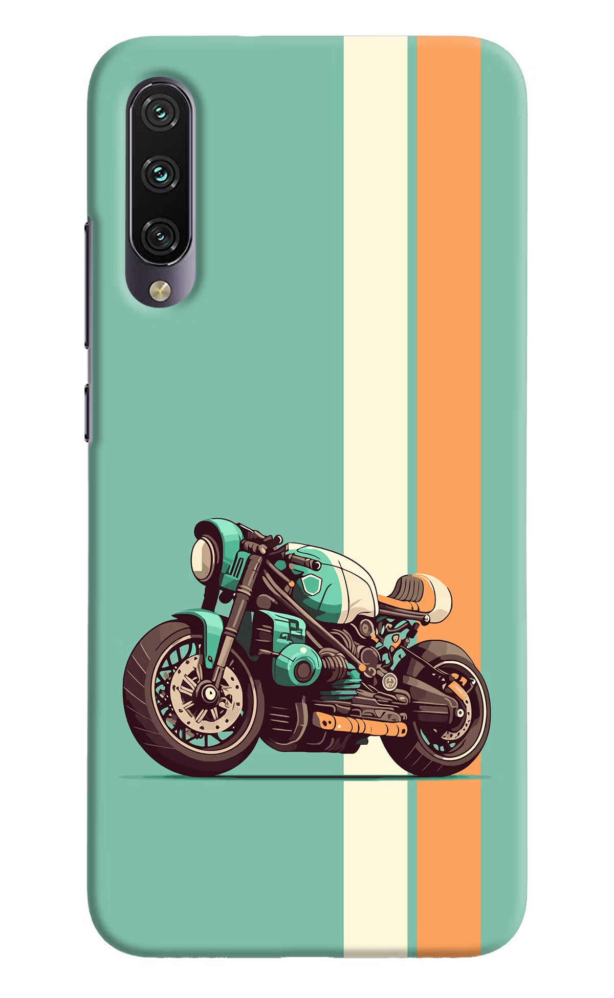 Striped Moto Drift Mi A3 Hard Case Back Cover by Casekaro