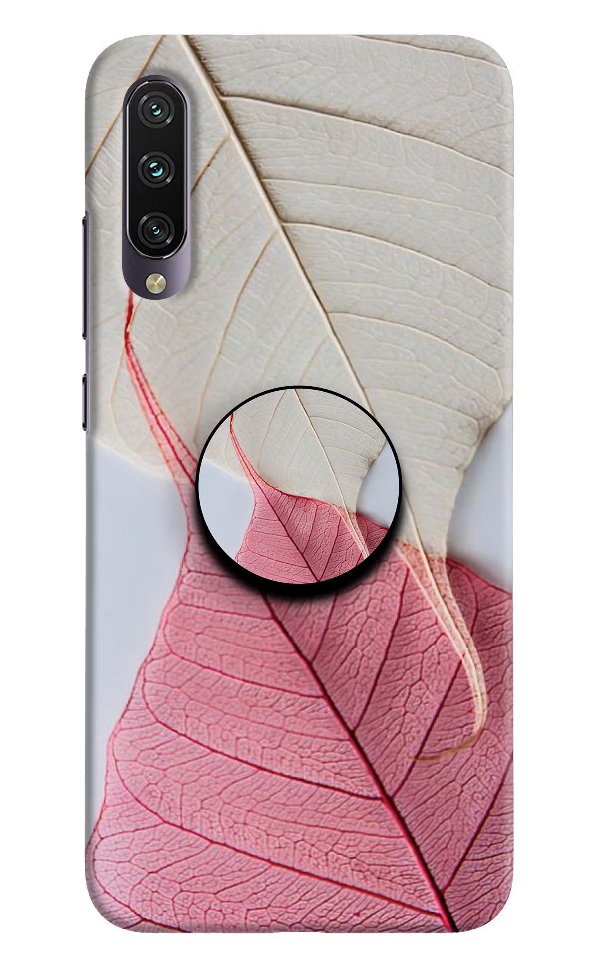 White Pink Leaf Mi A3 Pop Case by Casekaro
