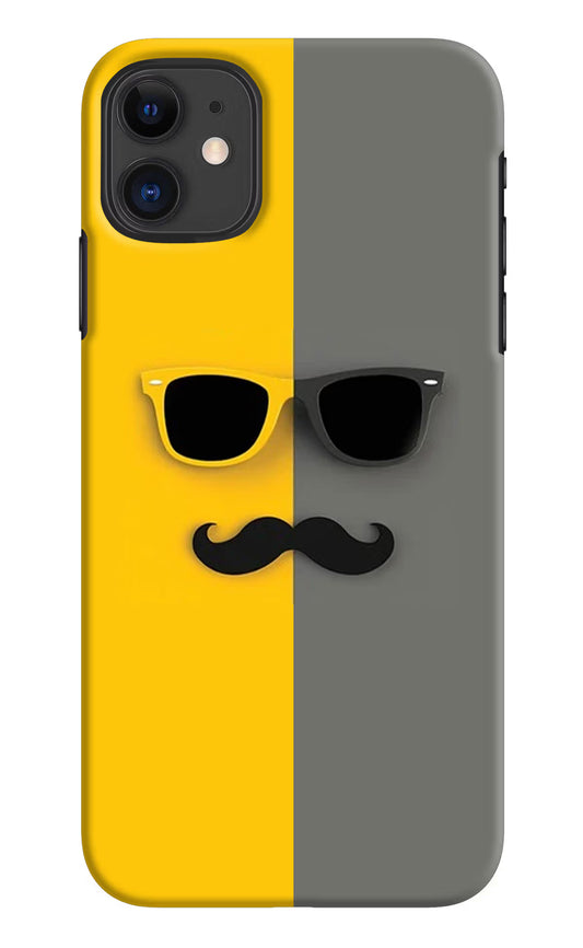 Sunglasses with Mustache iPhone 11 Hard Case Back Cover by Casekaro