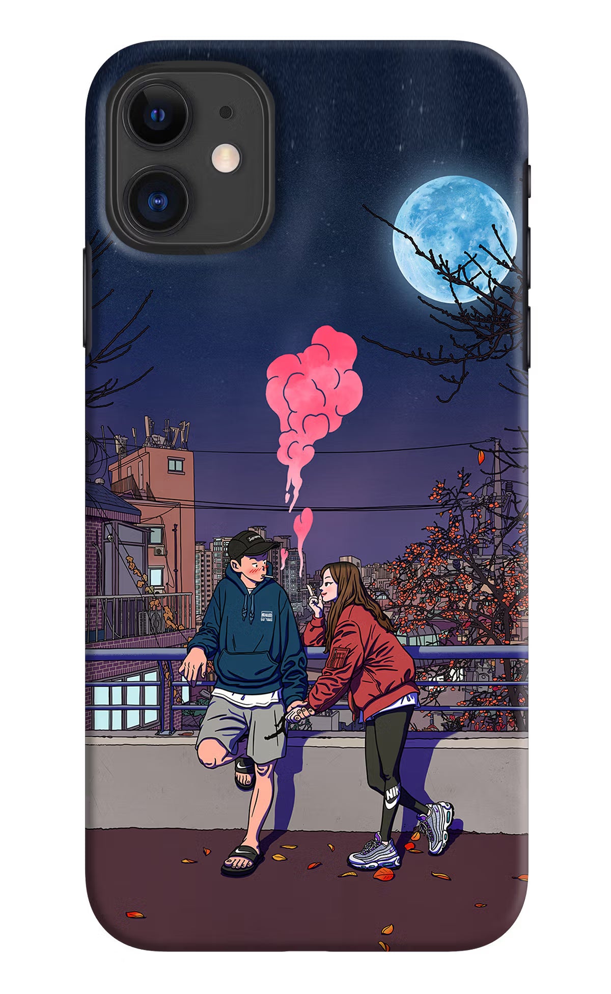 Chilling Couple iPhone 11 Hard Case Back Cover by Casekaro