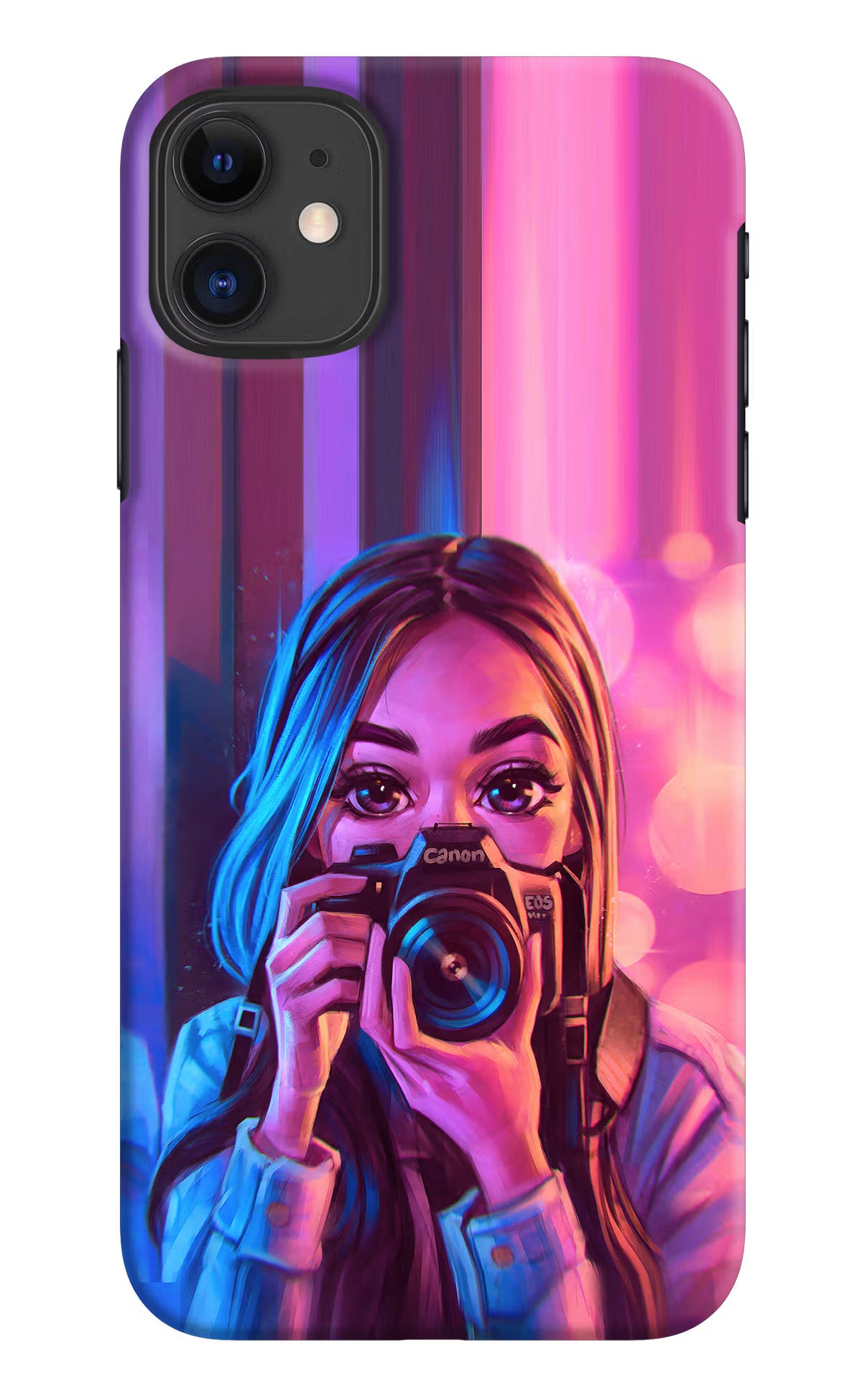 Girl Photographer iPhone 11 Hard Case Back Cover by Casekaro
