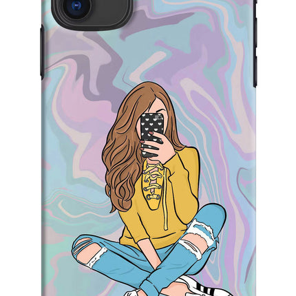 Selfie Girl iPhone 11 Hard Case Back Cover by Casekaro