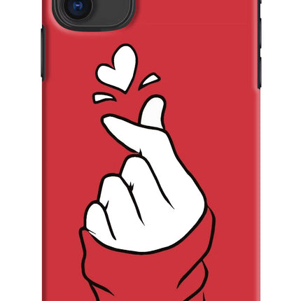 Korean Love Sign iPhone 11 Hard Case Back Cover by Casekaro