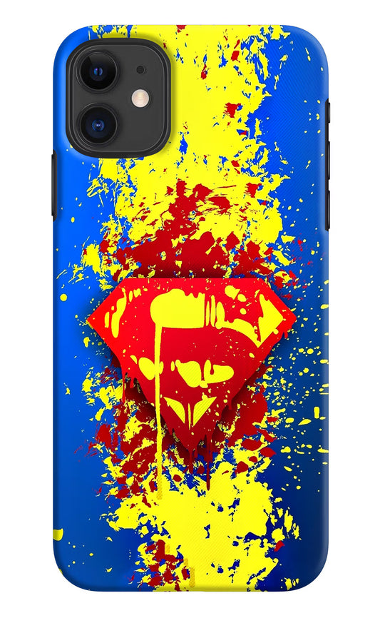 Superman logo iPhone 11 Hard Case Back Cover by Casekaro