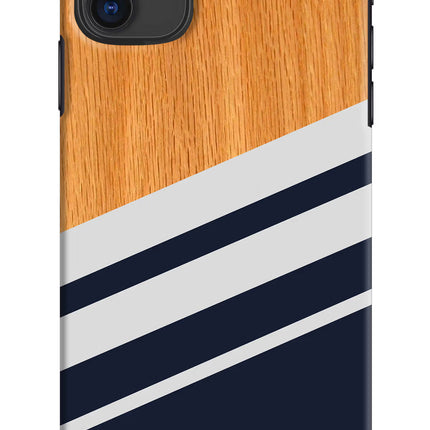 Blue and white wooden iPhone 11 Hard Case Back Cover by Casekaro