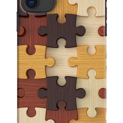 Wooden Puzzle iPhone 11 Hard Case Back Cover by Casekaro